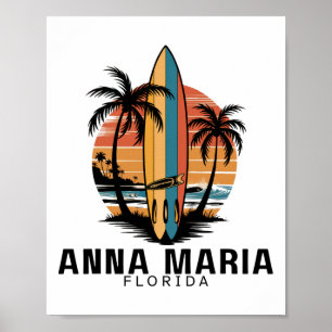Poster Praia Anna Maria Flórida Surfando Surfista