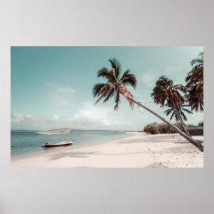 Poster Praia ao lado da palmeira de coco