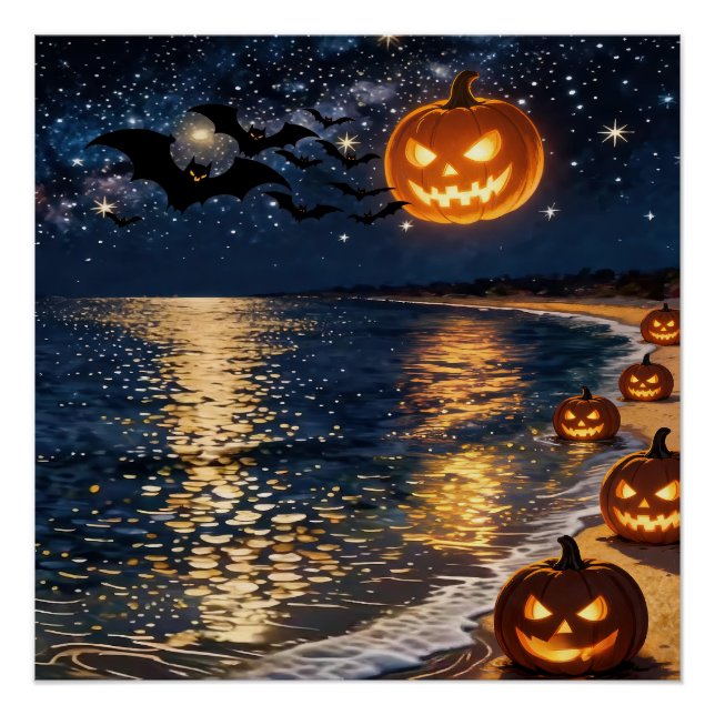 Póster Praia ao Luar de Halloween (Frente)