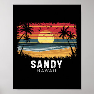 Poster Praia Arenosa Havaí Prancha de Surf Praia