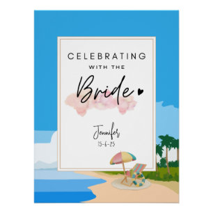 Póster Praia Bachelorette Festa de tendas personalizada