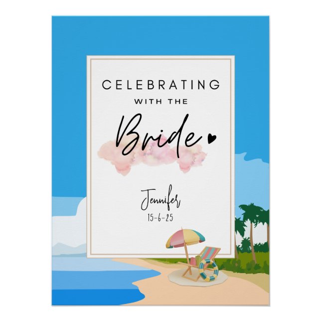 Póster Praia Bachelorette | Festa de tendas personalizada (Frente)