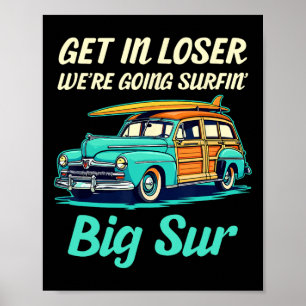 Poster Praia Big Sur Surf Califórnia Garota Mulheres Home