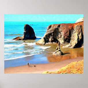 Poster Praia caminha com Cachorro no Face Rock Park em Ba