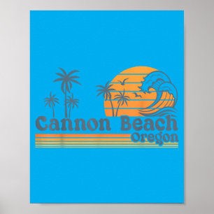Poster Praia Cannon Oregon Pôr do Sol Retrô Férias de Ver