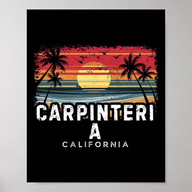 Poster Praia Carpinteria Califórnia Prancha de Surf Praia (Frente)