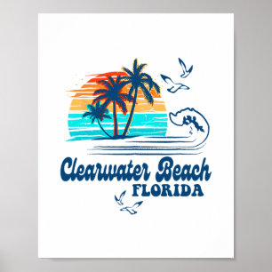 Poster Praia Clearwater Flórida 2025 Pôr do Sol Vintage 7