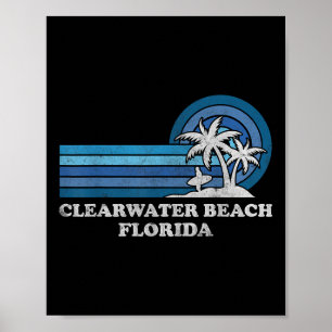 Poster Praia Clearwater Flórida Família Vintage Verão Fér
