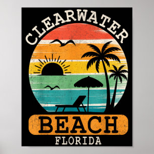 Poster Praia Clearwater Flórida Pôr do Sol Tropical Verão