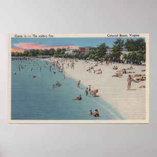 Poster Praia colonial, VA - cena Sunbathing & nadadora