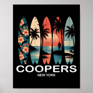 Poster Praia Coopers Nova York Prancha de Surfe Retro _2