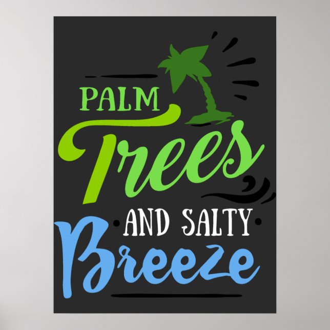 Poster Praia da Árvore de Palm Vintage (Frente)