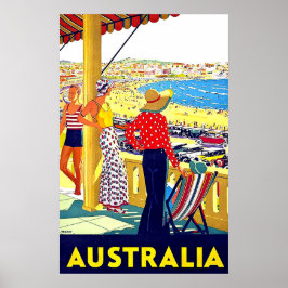Poster Praia da Austrália, vista, pessoas no terraço, vin