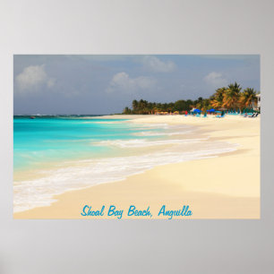 Póster Praia da baía do banco de areia, Anguilla