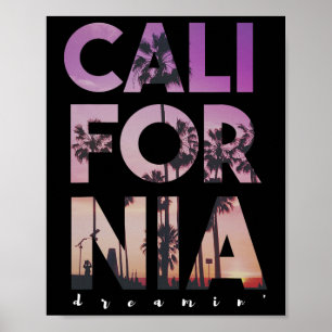 Poster Praia da Califórnia Sonhando Palmeira Verão Férias