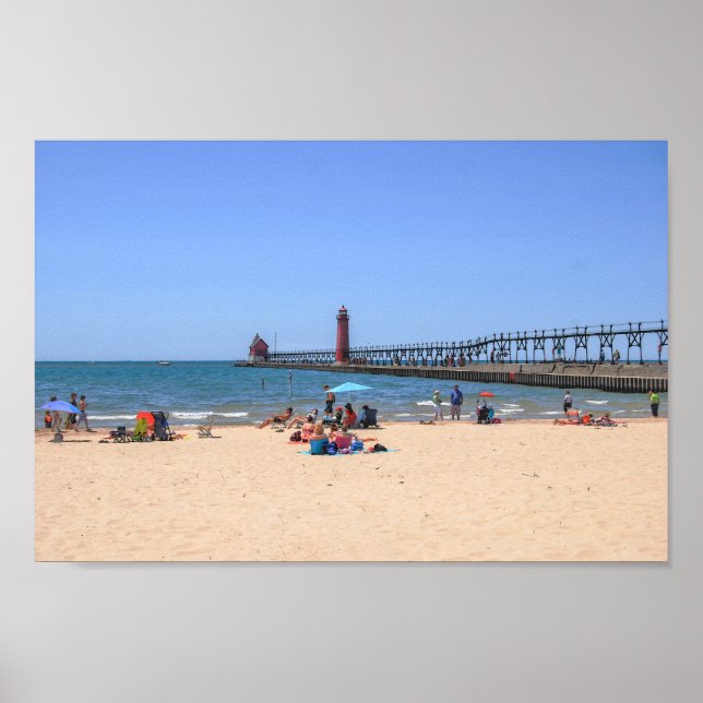 Poster Praia da Cidade de Grand Haven, Michigan (Frente)