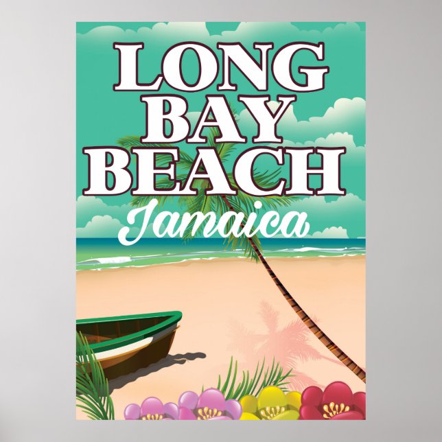 Poster praia da long bay jamaica pôster de viagem (Frente)