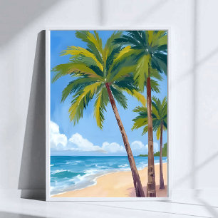Poster Praia da Palmeira   Céu Azul Aquarela Tropical
