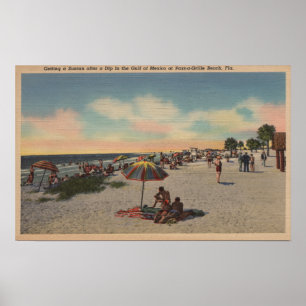 Póster Praia da Passagem-um-Grade, Florida - Sunbathers