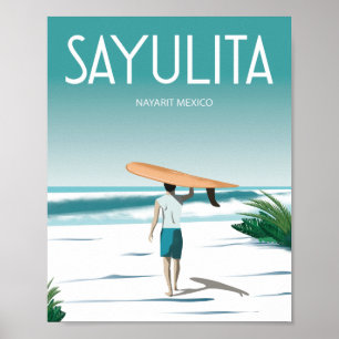 Poster Praia da surf Saylutina mexico