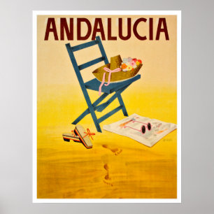 Poster Praia de Andalucia, espanha, chapéu do verão na