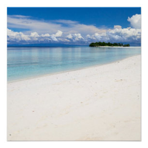 Póster Praia de areia branca linda e oceano turquesa