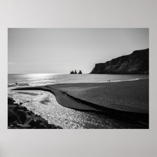 Poster Praia de areia negra, Reynisfjara - Islândia