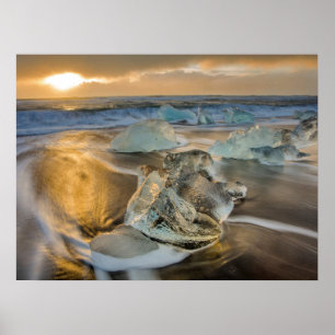 Poster Praia de Areia Preta   Jokulsarlon Sul da Islândia
