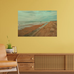 Poster Praia de Areia Serena Maré Oceânica Paisagem Minim