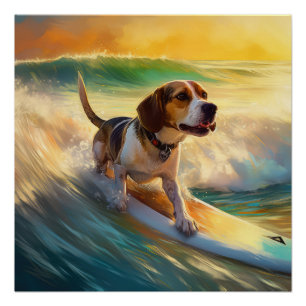 Póster Praia de Beagle Surfando Pintura