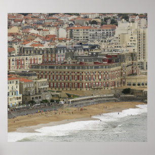 Poster praia de Biarritz, arquitetura Belle Époque.