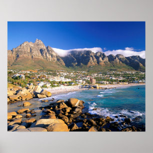 Poster Praia de Camps Bay e Cordilheira dos Doze Apóstolo