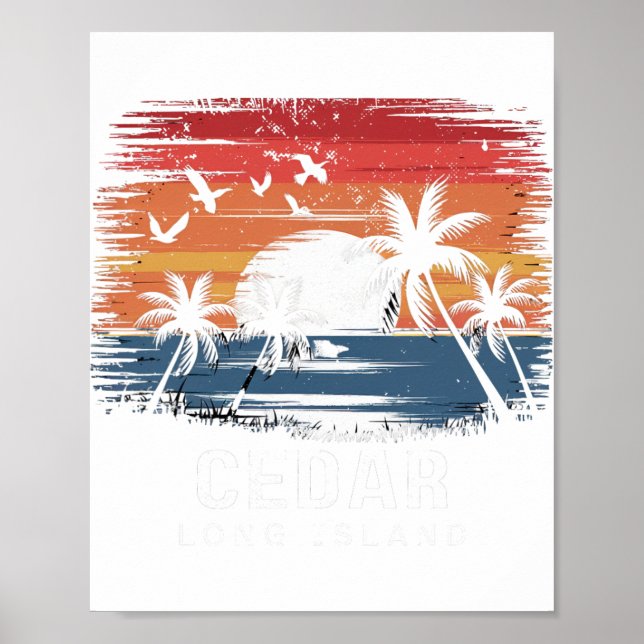 Poster Praia de Cedar Long Island Surfando Surfista  (Frente)