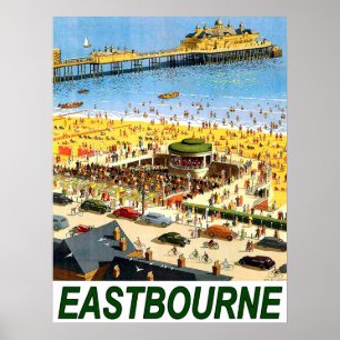 Poster Praia de Eastbourne, vista regional, viagens