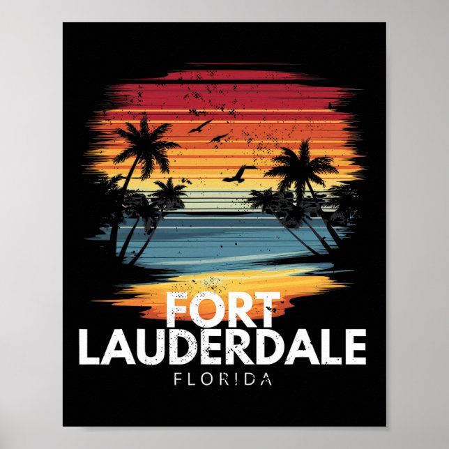 Poster Praia de Fort Lauderdale Flórida Prancha de Surfe  (Frente)