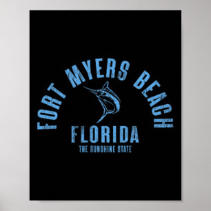 Poster Praia de Fort Myers Flórida Fl Retro Vintage Praia