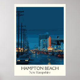 Poster Praia de Hampton New Hampshire à Noite