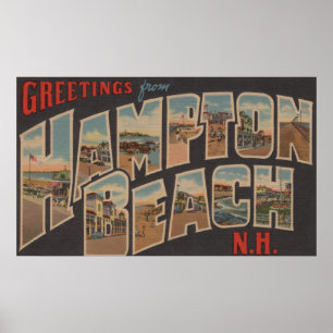 Póster Praia de Hampton, New Hampshire - grande letra