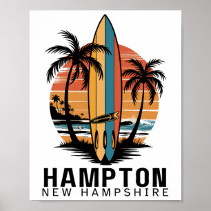 Poster Praia de Hampton New Hampshire Surfando Surfista