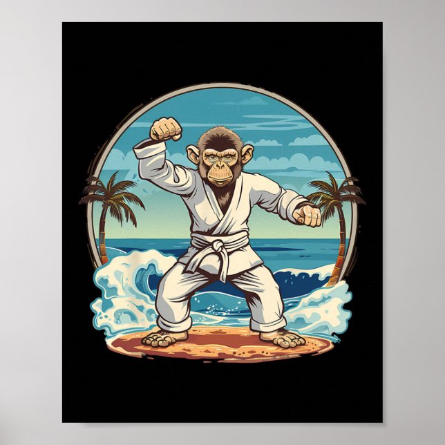 Poster Praia de Karate Monkey Kickboxing Jiu-jitsu Mma Ma (Frente)