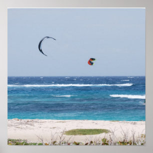 Póster Praia de Kitesurfing