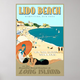 Poster Praia de Lido Long Island Nova York Costa Sul Retr