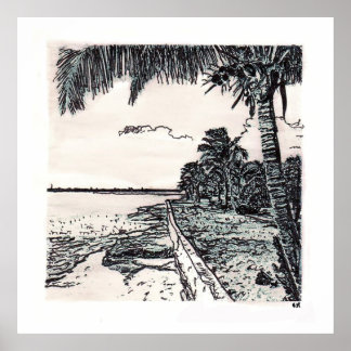 Poster Praia de Lochabar, Long Island, Bahamas