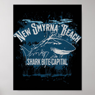 Poster Praia de New Smyrna mordida de tubarão Catal do mu