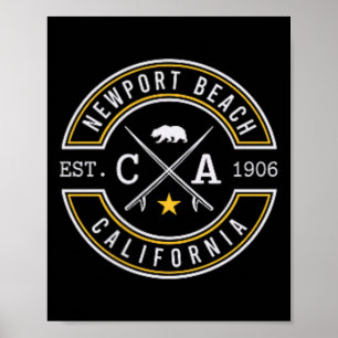 Poster Praia de Newport Beach Califórnia Ca Retro Surfist