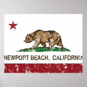 Póster Praia de Newport da bandeira do estado de