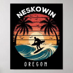 Poster Praia de ondas de prancha de Neskowin Oregon