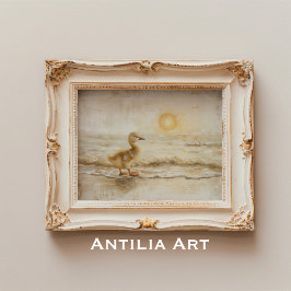 Poster Praia de Paintagem Costeira Vintage Painting Seasc