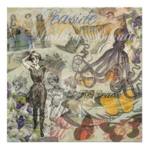 Póster Praia de polvo Antiga Costa Steampunk