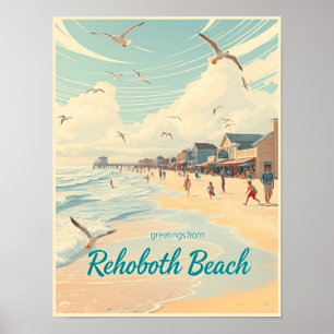 Poster Praia de Rehoboth, Delaware – Costeira vintage